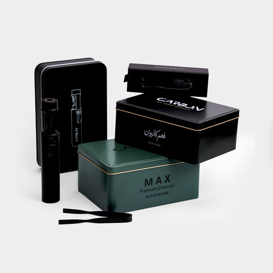Carbon Essential Bundle: Ignis lighter, Grip tongs and two charcoal tins