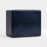Carbon Mega navy tin, three-quarter view
