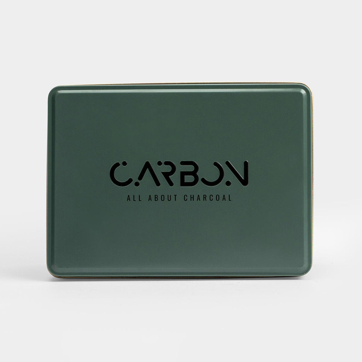 Carbon Max green tin, front view