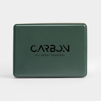 Carbon Max green tin, front view